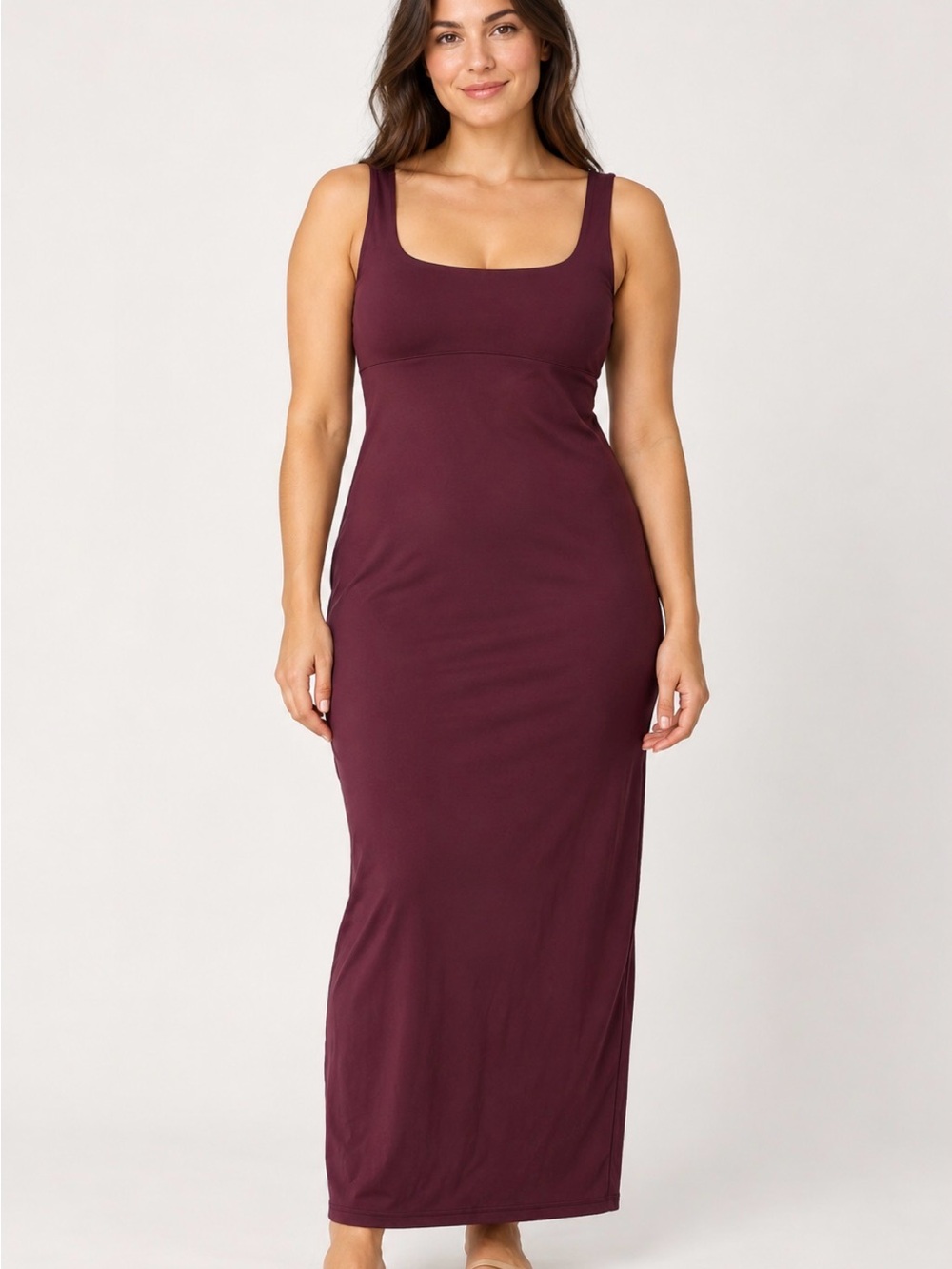 NWT Fabletics Large Burgundy Cutout Back Bodycon Maxi Dress